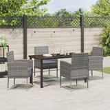 Garden Dining Set with Cushion 5 pcs Grey Poly Rattan - Top-Down View