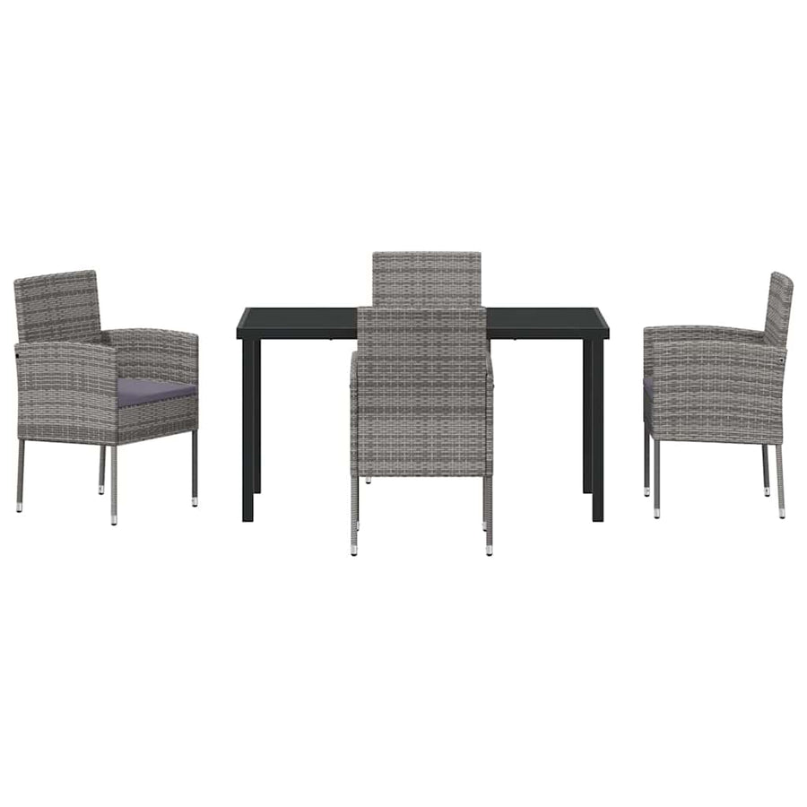 Garden Dining Set 5 pcs Grey Poly Rattan