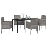 Garden Dining Set with Cushion 5 pcs Grey Poly Rattan - Side View