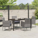 Garden Dining Set with Cushion 5 pcs Grey Poly Rattan - Top-Down View