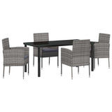 Garden Dining Set with Cushion 5 pcs Grey Poly Rattan