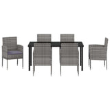 Garden Dining Set with Cushion 7 pcs Grey Poly Rattan