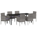 Garden Dining Set 7 pcs Grey Poly Rattan