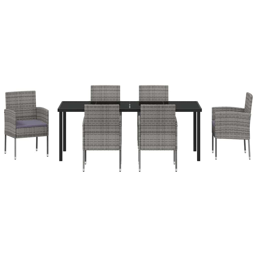 Garden Dining Set 7 pcs Grey Poly Rattan