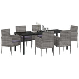Garden Dining Set with Cushion 7 pcs Grey Poly Rattan