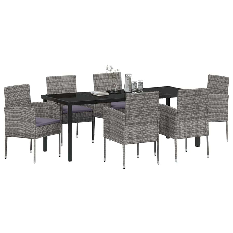 Garden Dining Set 7 pcs Grey Poly Rattan