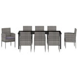 Garden Dining Set 9 pcs Grey Poly Rattan - Close-Up Angle