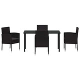 Garden Dining Set with Cushion 5 pcs Black Poly Rattan