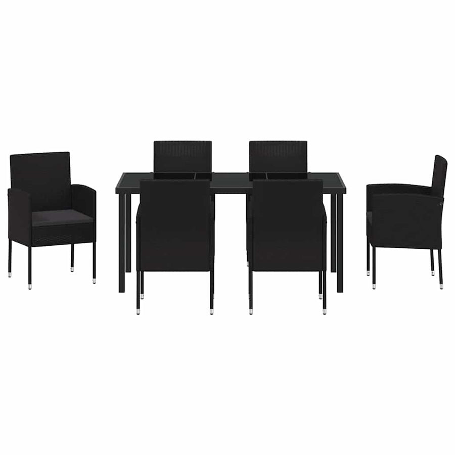 Garden Dining Set 7 pcs Black Poly Rattan