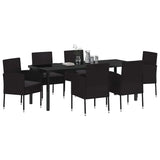 Garden Dining Set with Cushion 7 pcs Black Poly Rattan - Side View