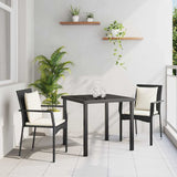 Garden Dining Set with Cushion 3 pcs Black Poly Rattan