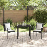 Garden Dining Set with Cushion 3 pcs Black Poly Rattan