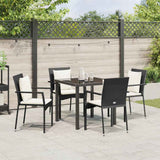 Garden Dining Set with Cushion 5 pcs Black Poly Rattan - Top-Down View