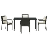 Garden Dining Set with Cushion 5 pcs Black Poly Rattan