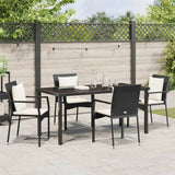 Garden Dining Set with Cushion 5 pcs Black Poly Rattan