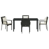 Garden Dining Set with Cushion 5 pcs Black Poly Rattan - Close-Up Angle