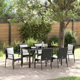 Garden Dining Set with Cushion 7 pcs Black Poly Rattan
