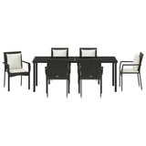 Garden Dining Set with Cushion 7 pcs Black Poly Rattan