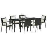 Garden Dining Set with Cushion 7 pcs Black Poly Rattan - Side View