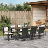 Garden Dining Set with Cushion 9 pcs Black Poly Rattan
