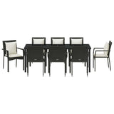 Garden Dining Set with Cushion 9 pcs Black Poly Rattan