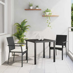 Garden Dining Set 3 pcs Black Poly Rattan