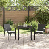 Garden Dining Set with Cushion 3 pcs Black Poly Rattan - Top-Down View