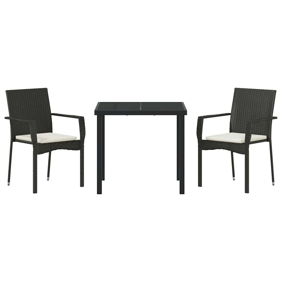 Garden Dining Set 3 pcs Black Poly Rattan