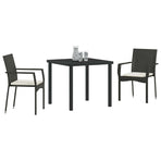 Garden Dining Set 3 pcs Black Poly Rattan