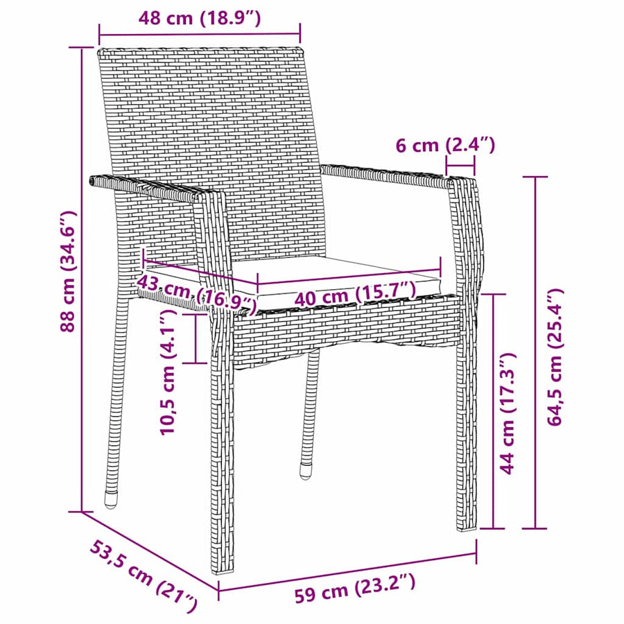 Garden Dining Set 3 pcs Black Poly Rattan