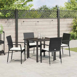 Garden Dining Set with Cushion 5 pcs Black Poly Rattan - Top-Down View