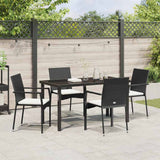 Garden Dining Set with Cushion 5 pcs Black Poly Rattan