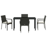 Garden Dining Set with Cushion 5 pcs Black Poly Rattan - Close-Up Angle