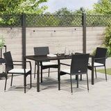 Garden Dining Set with Cushion 5 pcs Black Poly Rattan - Top-Down View