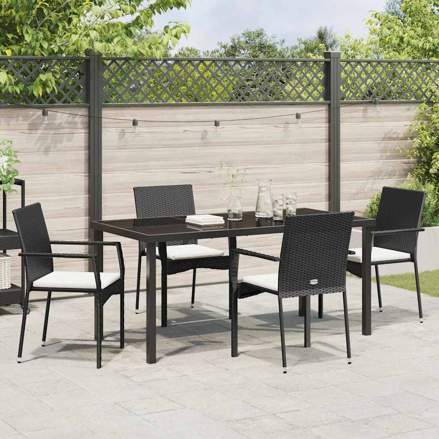 Garden Dining Set 5 pcs Black Poly Rattan