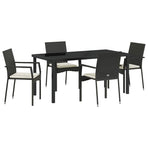 Garden Dining Set 5 pcs Black Poly Rattan