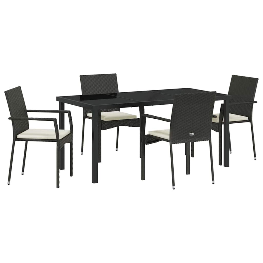 Garden Dining Set 5 pcs Black Poly Rattan