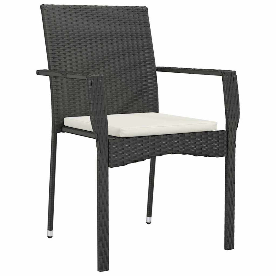 Garden Dining Set 5 pcs Black Poly Rattan