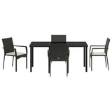 Garden Dining Set with Cushion 5 pcs Black Poly Rattan