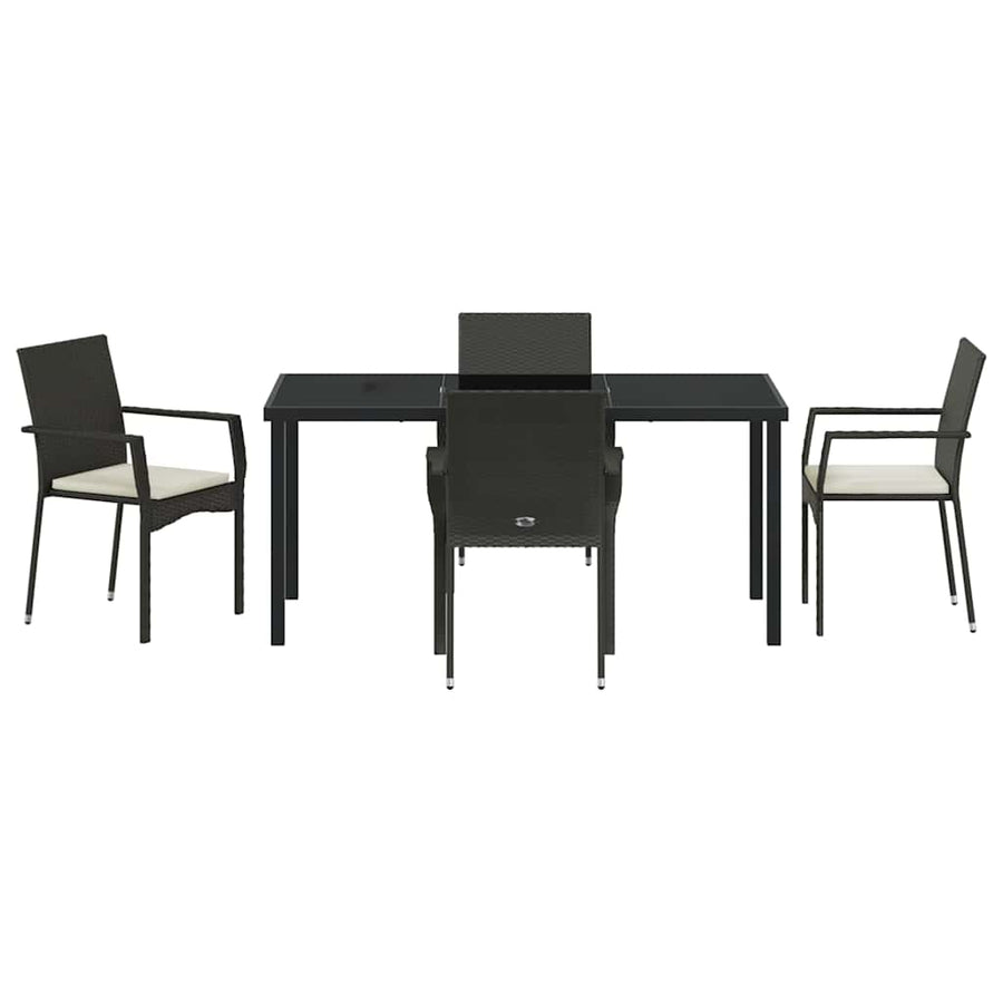 Garden Dining Set 5 pcs Black Poly Rattan