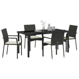 Garden Dining Set with Cushion 5 pcs Black Poly Rattan