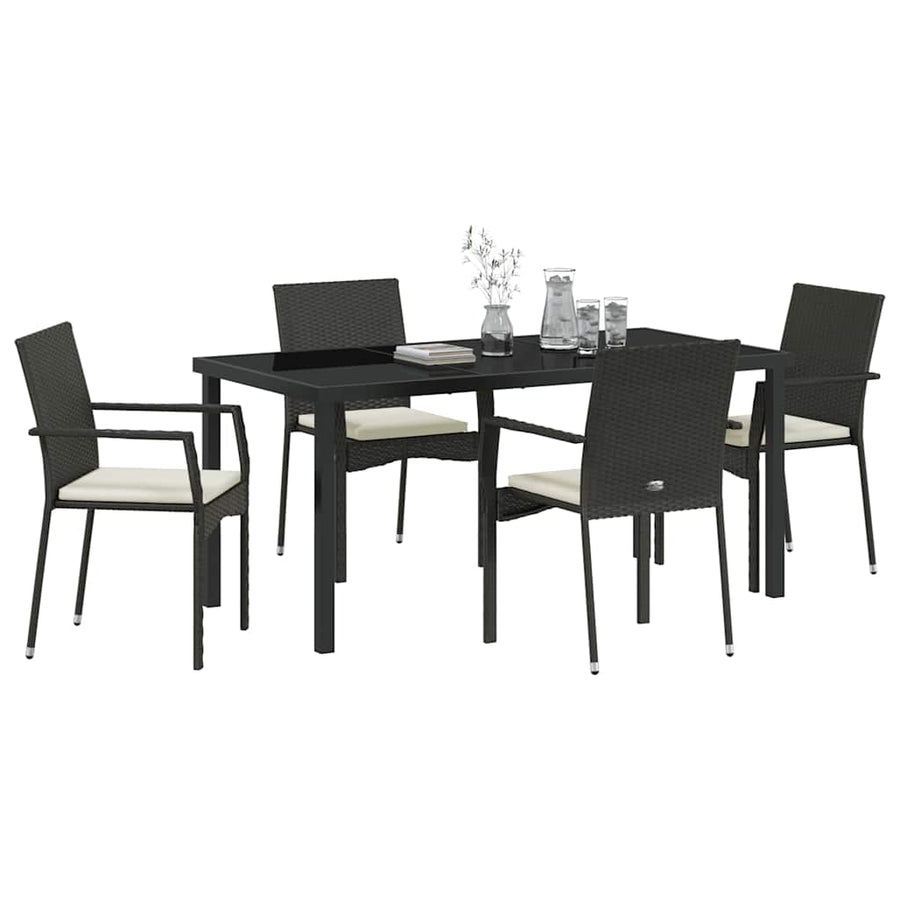 Garden Dining Set 5 pcs Black Poly Rattan