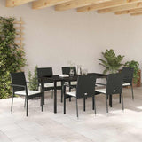 Garden Dining Set with Cushion 7 pcs Black Poly Rattan - Top-Down View
