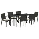 Garden Dining Set 7 pcs Black Poly Rattan
