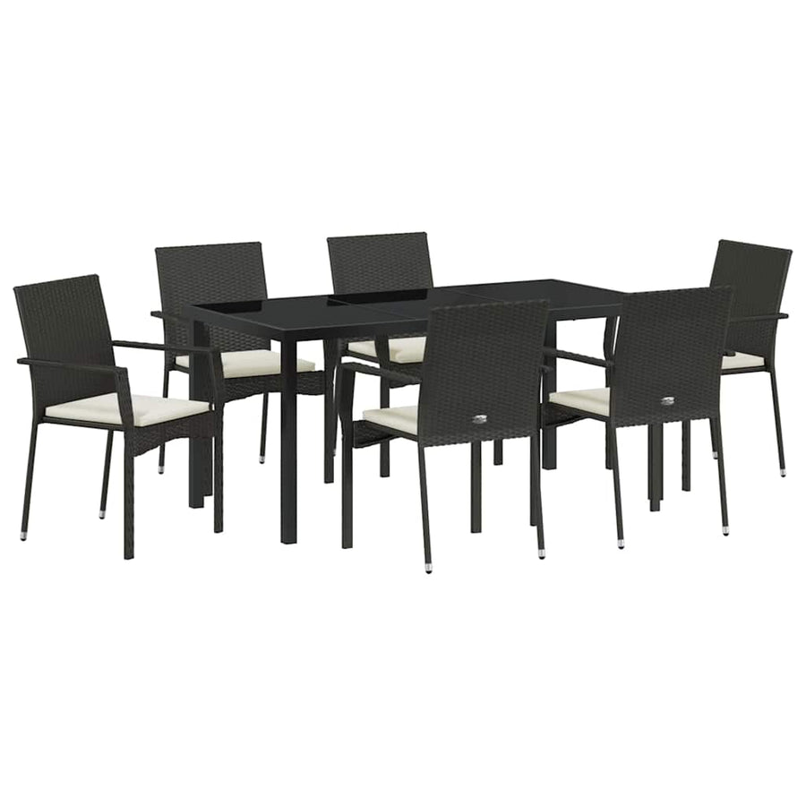 Garden Dining Set 7 pcs Black Poly Rattan