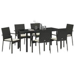 Garden Dining Set 7 pcs Black Poly Rattan