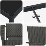 Garden Dining Set with Cushion 7 pcs Black Poly Rattan