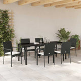 Garden Dining Set with Cushion 7 pcs Black Poly Rattan - Top-Down View