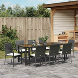 Garden Dining Set with Cushion 9 pcs Black Poly Rattan - Top-Down View