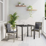 Garden Dining Set with Cushion 3 pcs Grey Poly Rattan
